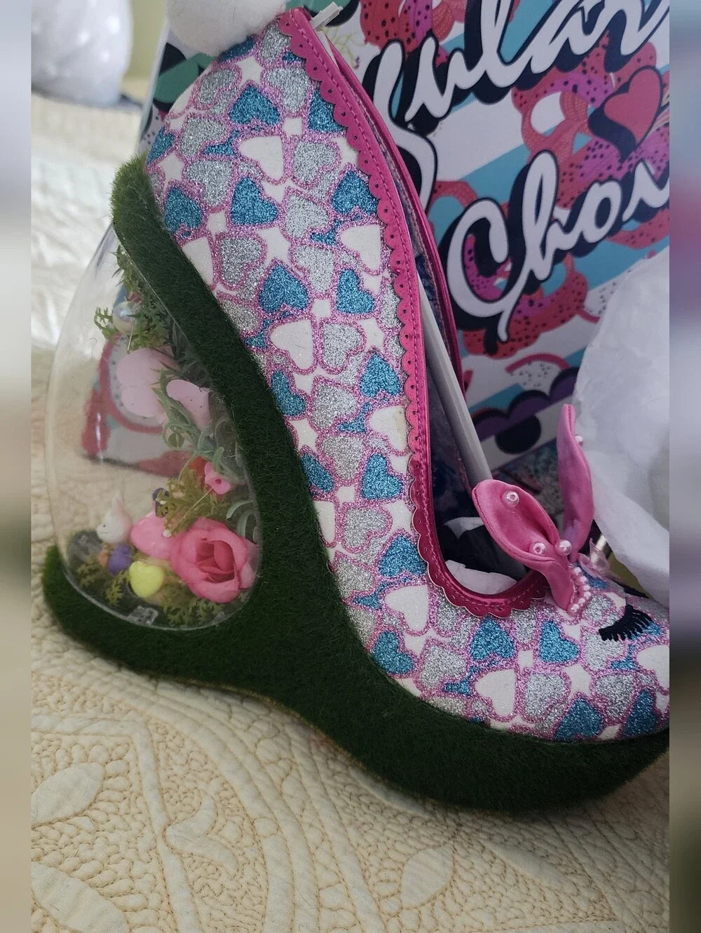 Irregular Choice Hop 2 It Fairy Floral Graphic Shoes - Turquoise, Pink, NEW.